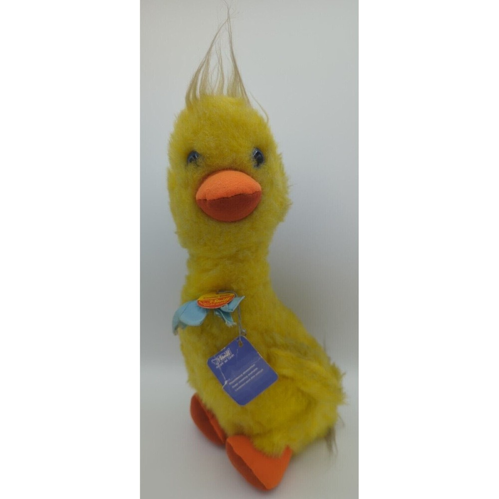 Vintage Steiff Comic Ente 13" Yellow Duck w/Orange Beek & Orange Feet